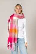 Lyla & Luxe Checked Scarf in Orange Pink Multi