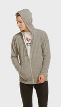 Chaser Men's Vintage Knit L/S Zip Front Hoodie in Heather Grey