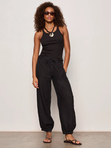 Sanctuary Melody Micro Linen Balloon Pant in Black