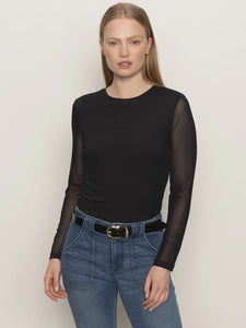 Sanctuary Long Sleeve Perfect Mesh Tee in Black