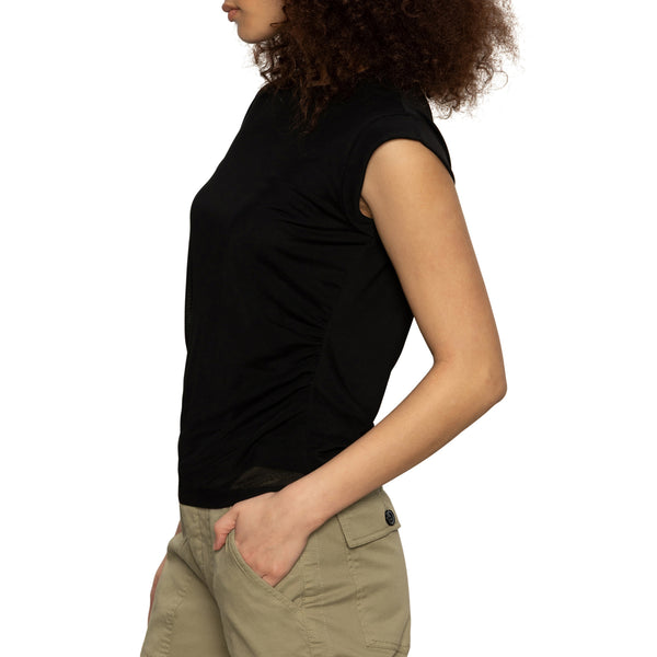 Sanctuary Charisma Dolman Sleeve Mesh Tee in Black