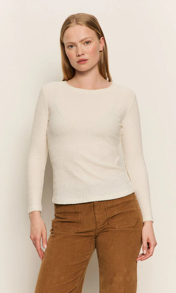 Sanctuary L/S Crew Lace Tee in Chalk