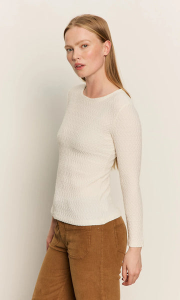Sanctuary L/S Crew Lace Tee in Chalk