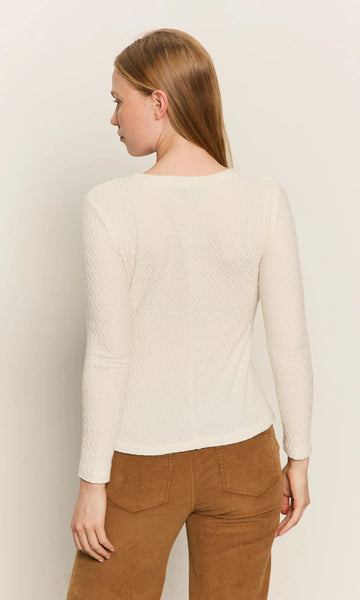 Sanctuary L/S Crew Lace Tee in Chalk