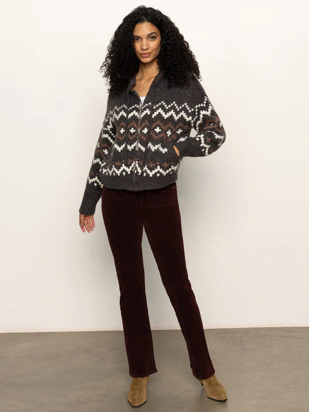 Sanctuary Fairisle Zip-Up Hoody in Mocha