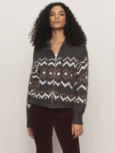 Sanctuary Fairisle Zip-Up Hoody in Mocha