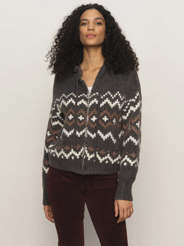 Sanctuary Fairisle Zip-Up Hoody in Mocha