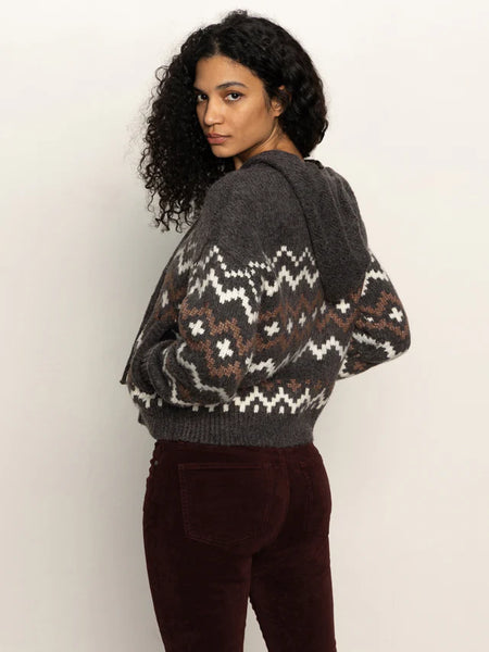 Sanctuary Fairisle Zip-Up Hoody in Mocha