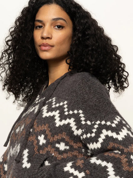 Sanctuary Fairisle Zip-Up Hoody in Mocha
