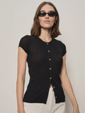 Sanctuary Soft Focus Ribbed Top in Black