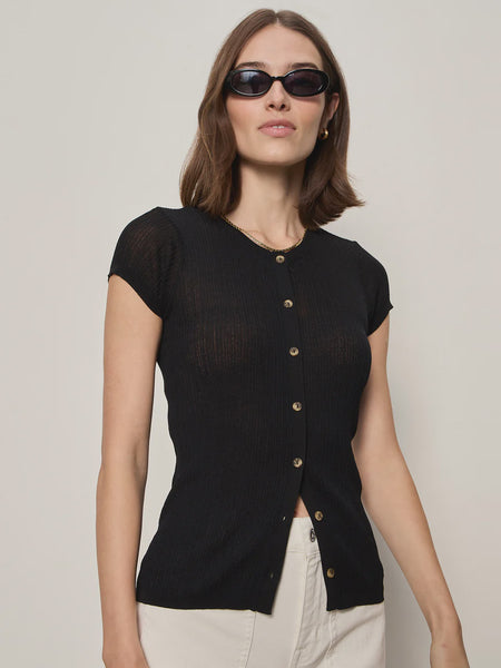 Sanctuary Soft Focus Ribbed Top in Black