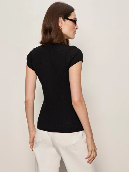 Sanctuary Soft Focus Ribbed Top in Black