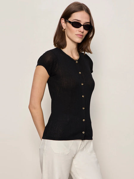 Sanctuary Soft Focus Ribbed Top in Black