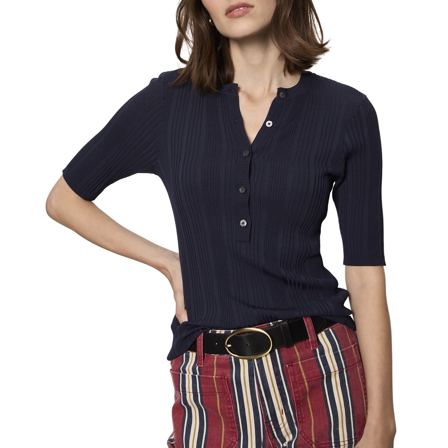 Sanctuary Air of Ease Half Sleeve Tee in Navy