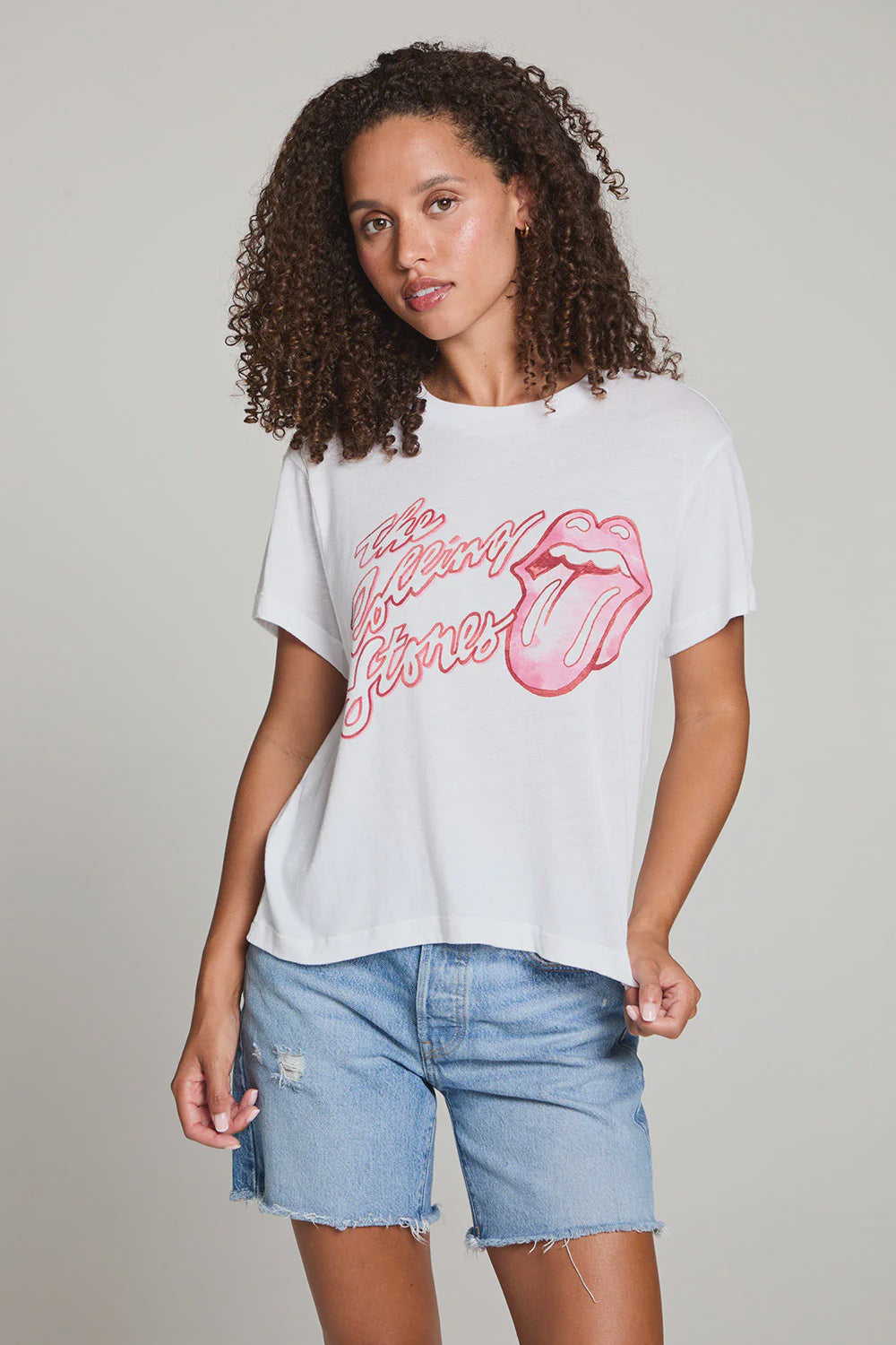 Chaser Rolling Stones Painterly Tongue Logo Tee White