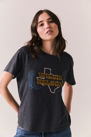 Chaser Willie Nelson Texas Boots Tee in Vintage Black