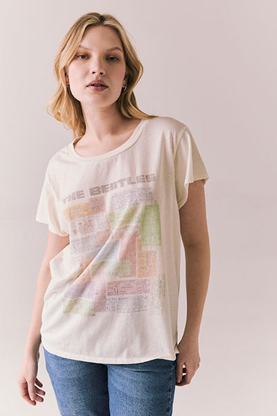 Chaser The Beetles Ticket Stub Collage Tee in Starry White