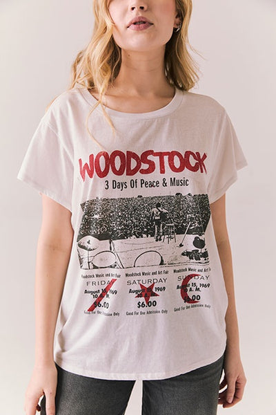 Chaser Woodstock Peace and Music Tee in White