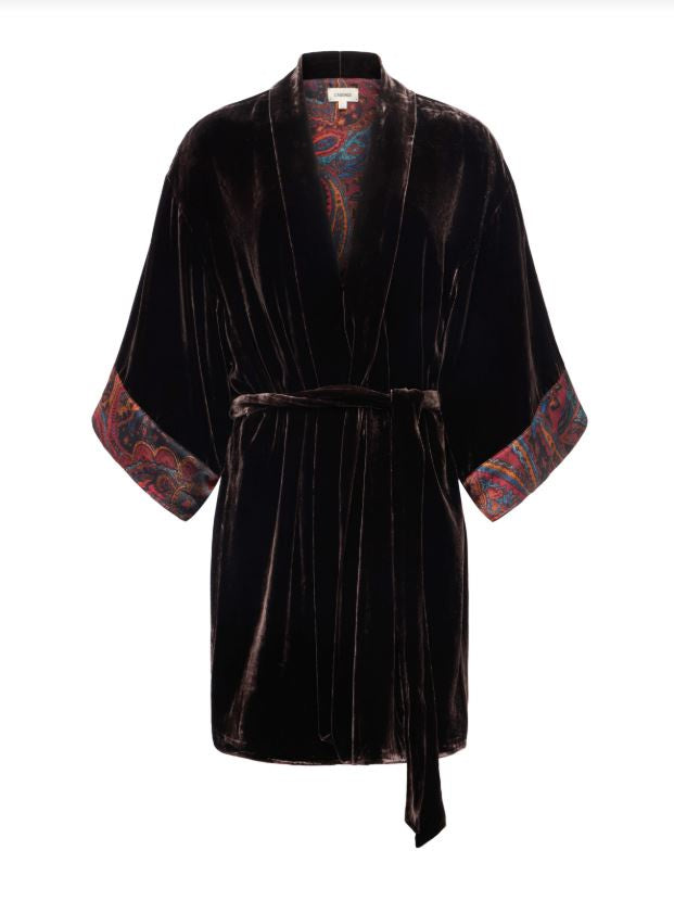 L'AGENCE Nabi Velvet Kimono in Coffe Bean Multi Medallion