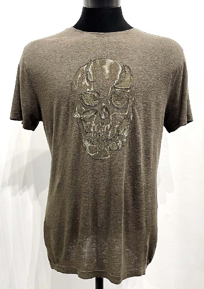 John Varvatos CHAIN SKULL Crew - Olive Leaf