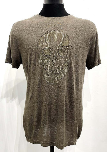 John Varvatos CHAIN SKULL Crew - Olive Leaf