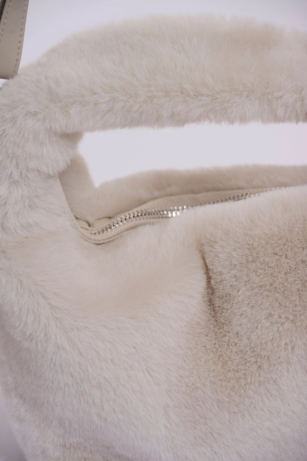 RINO & PELLE Cheryl Small Faux Fur Crossbody Bag in Birch