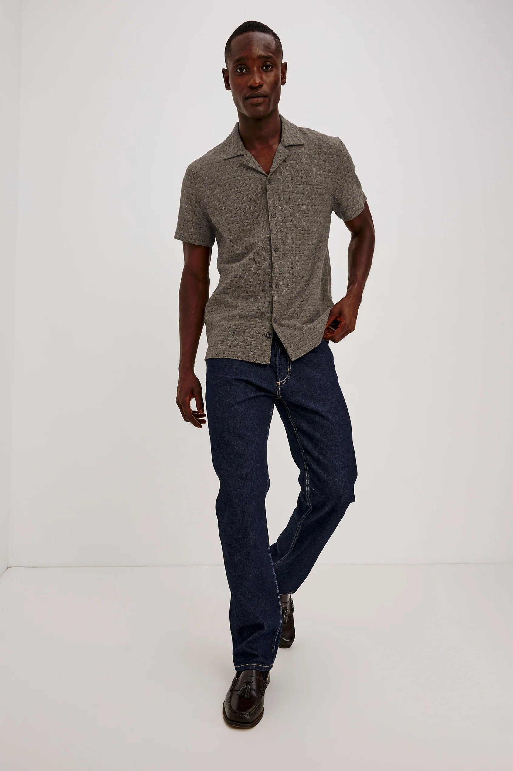 Rails Men's Davis Camp Collar Shirt in Coffe Jupe