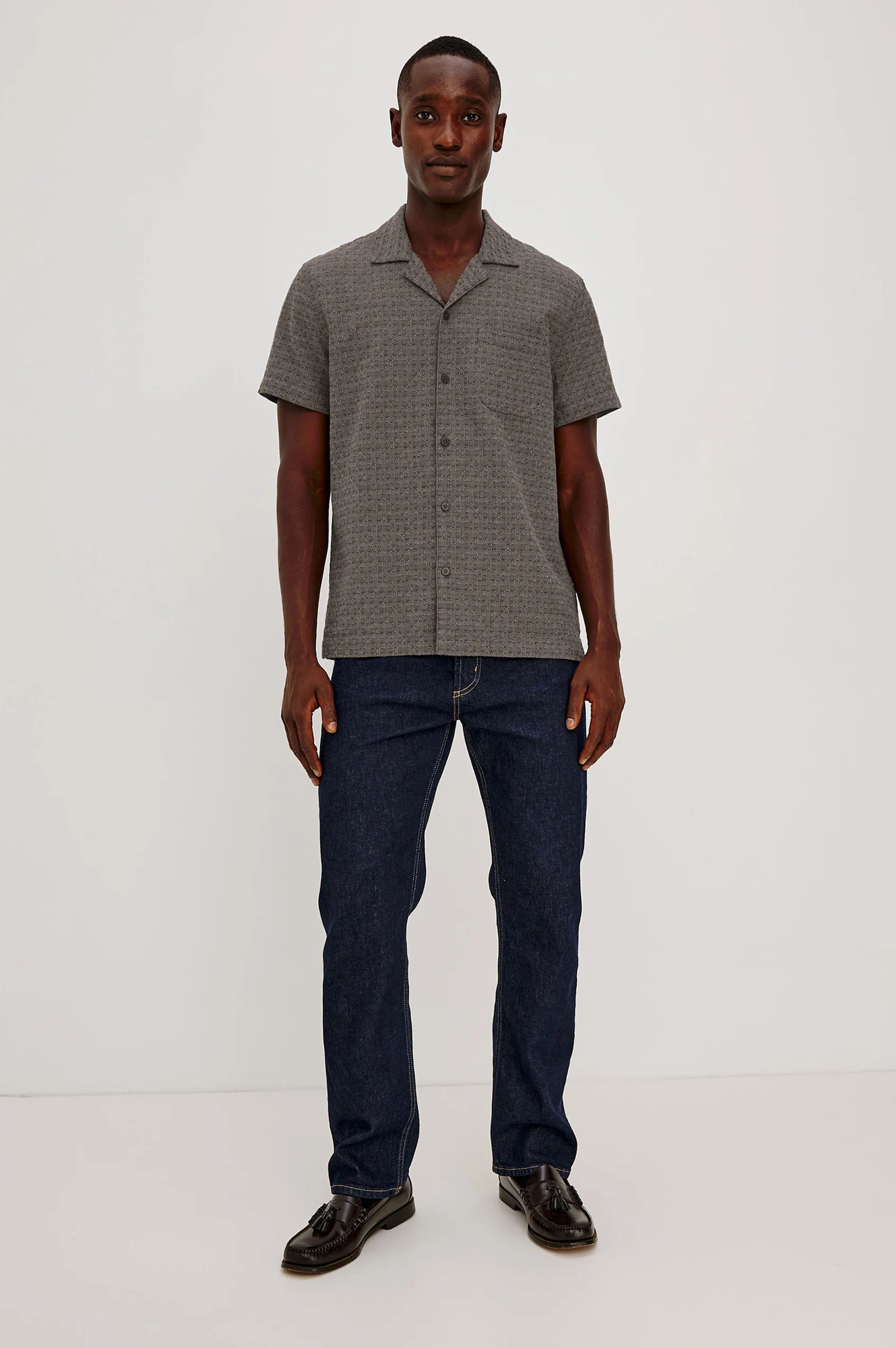 Rails Men's Davis Camp Collar Shirt in Coffe Jupe