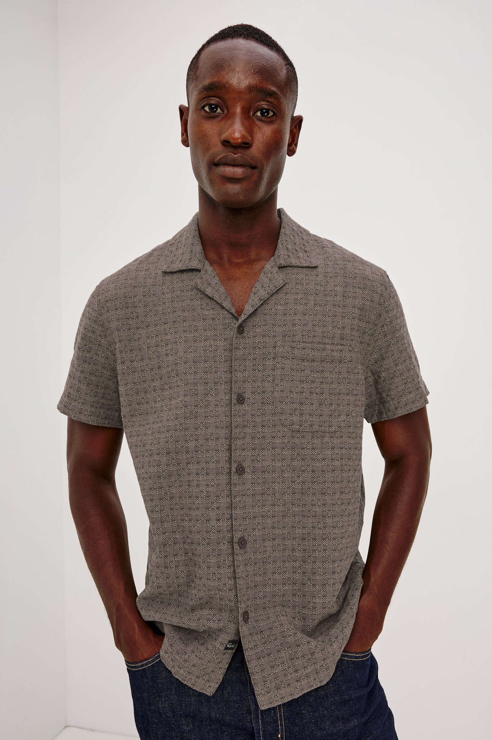 Rails Men's Davis Camp Collar Shirt in Coffe Jupe