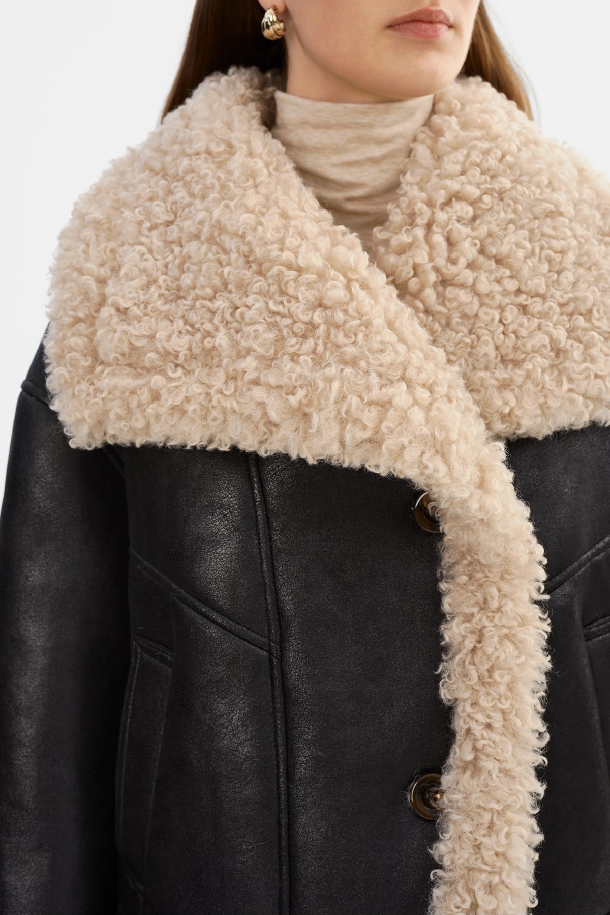 LAMARQUE Demi Faux Shearling in Black/Beige