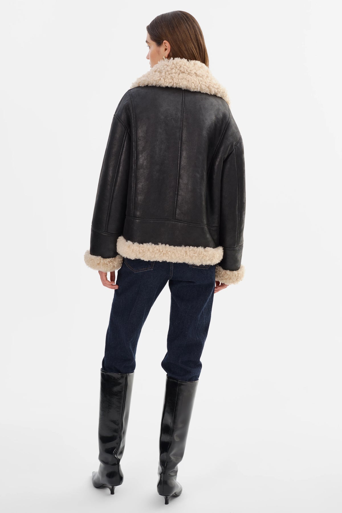 LAMARQUE Demi Faux Shearling in Black/Beige
