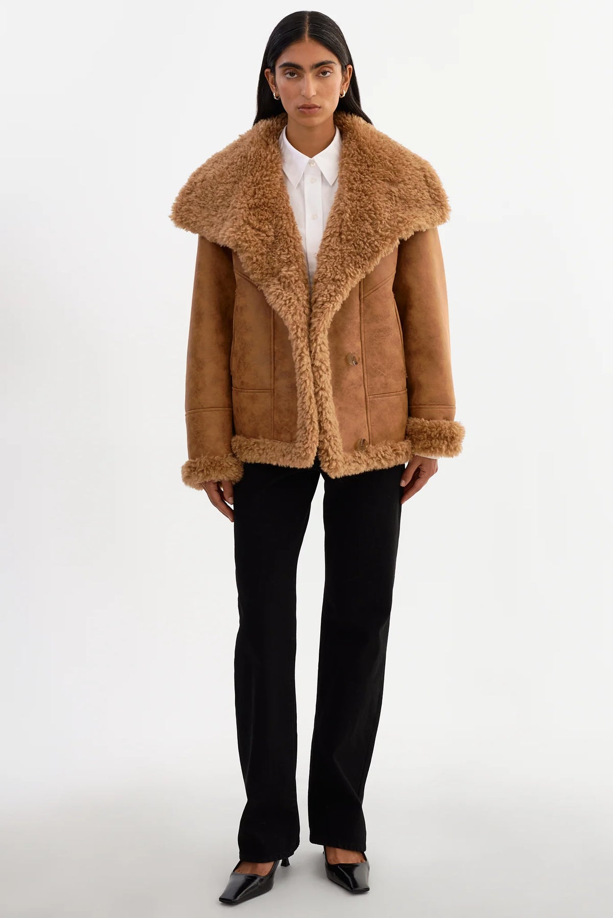 LAMARQUE Demi Faux Shearling in Mocha