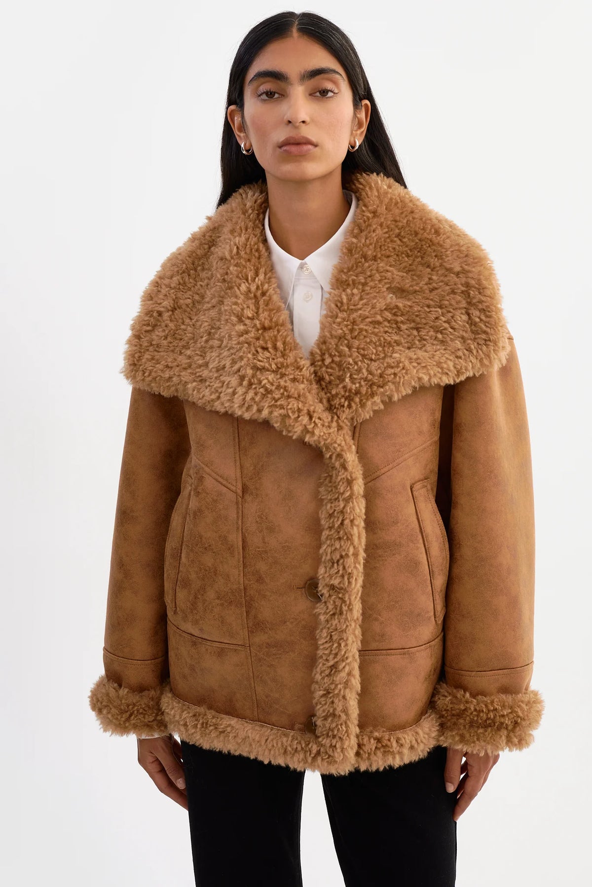 LAMARQUE Demi Faux Shearling in Mocha