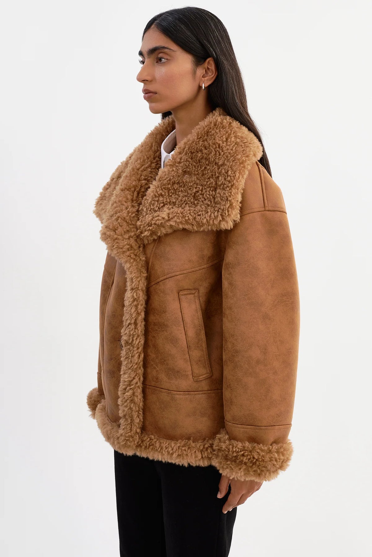 LAMARQUE Demi Faux Shearling in Mocha