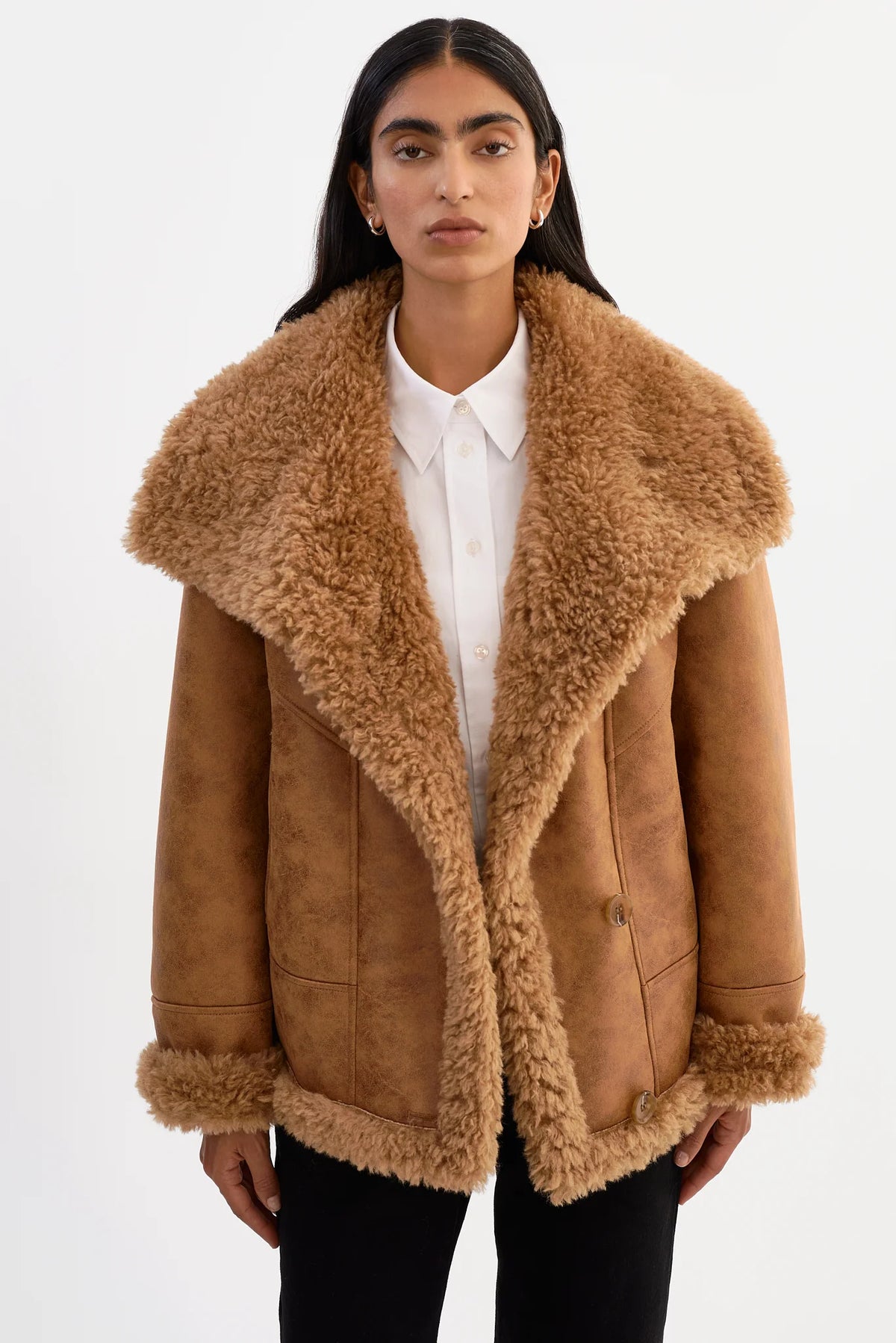 LAMARQUE Demi Faux Shearling in Mocha