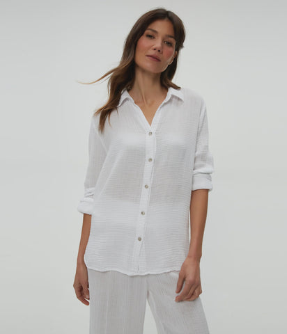 Michael Stars Leo Button Down Shirt in White