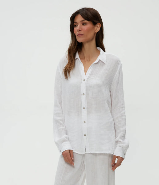 Michael Stars Leo Button Down Shirt in White