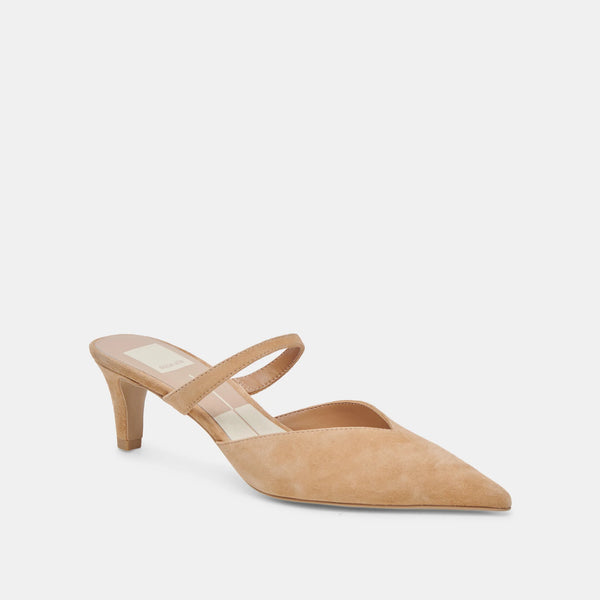 dolce vita kanika pointed toe mid heel in tan suede