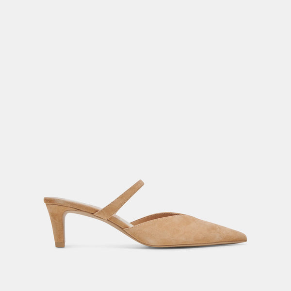 dolce vita kanika pointed toe mid heel in tan suede