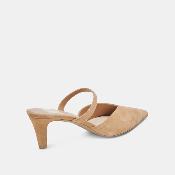 dolce vita kanika pointed toe mid heel in tan suede