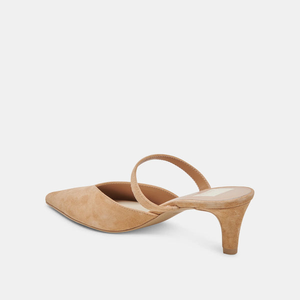 dolce vita kanika pointed toe mid heel in tan suede