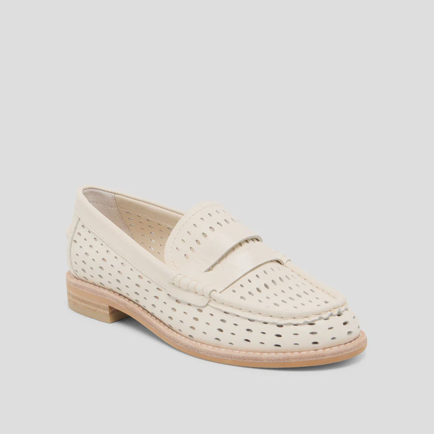 Dolce Vita Wonda Perforated Suede Loafer in Off White