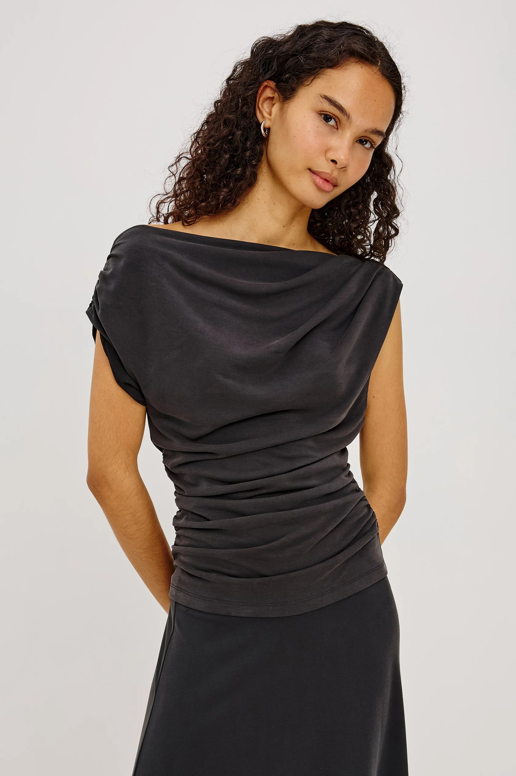 Rails Dominic Off-The-Shoulder Top in Ash