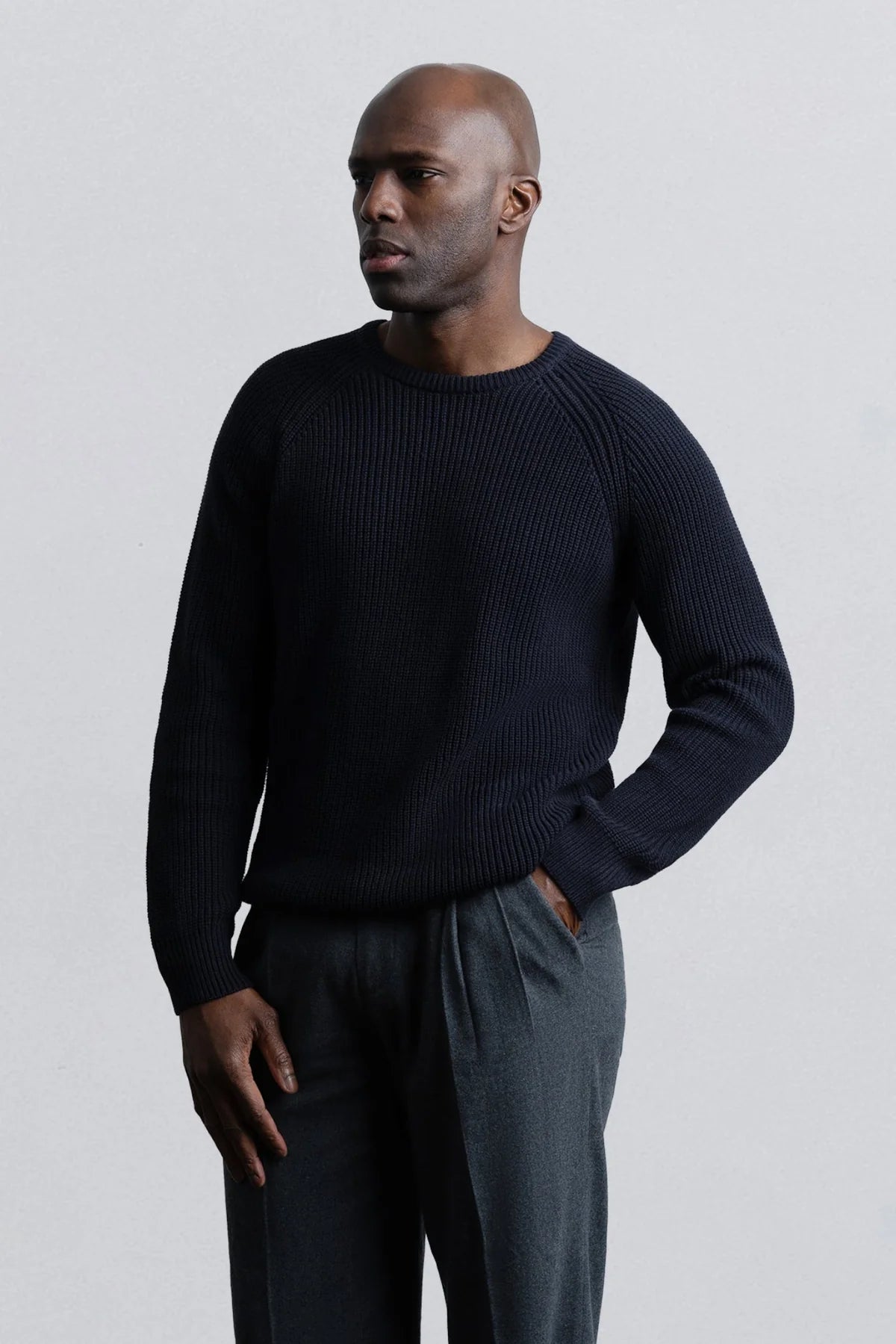Champlain Fisherman Sweater in Navy
