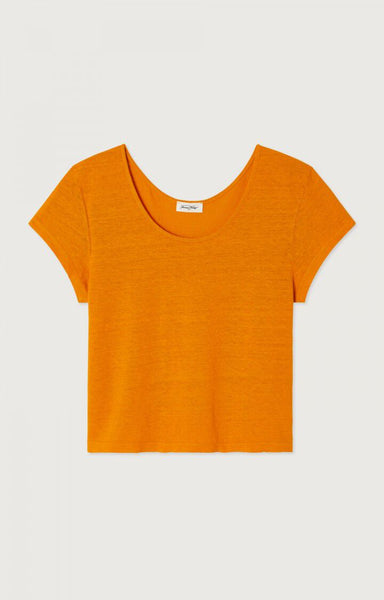 American Vintage DUALY Linen Short Sleeve T-Shirt in Orangeade