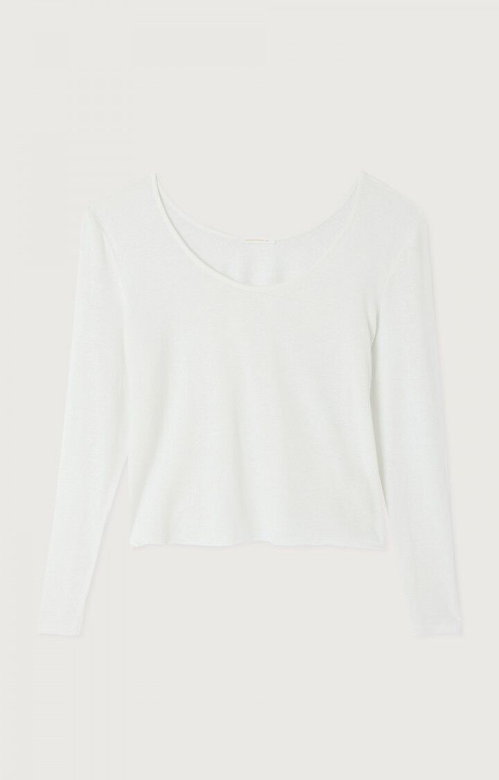 American Vintage DUALY Linen Long Sleeve T-Shirt in White