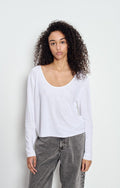 American Vintage DUALY Linen Long Sleeve T-Shirt in White