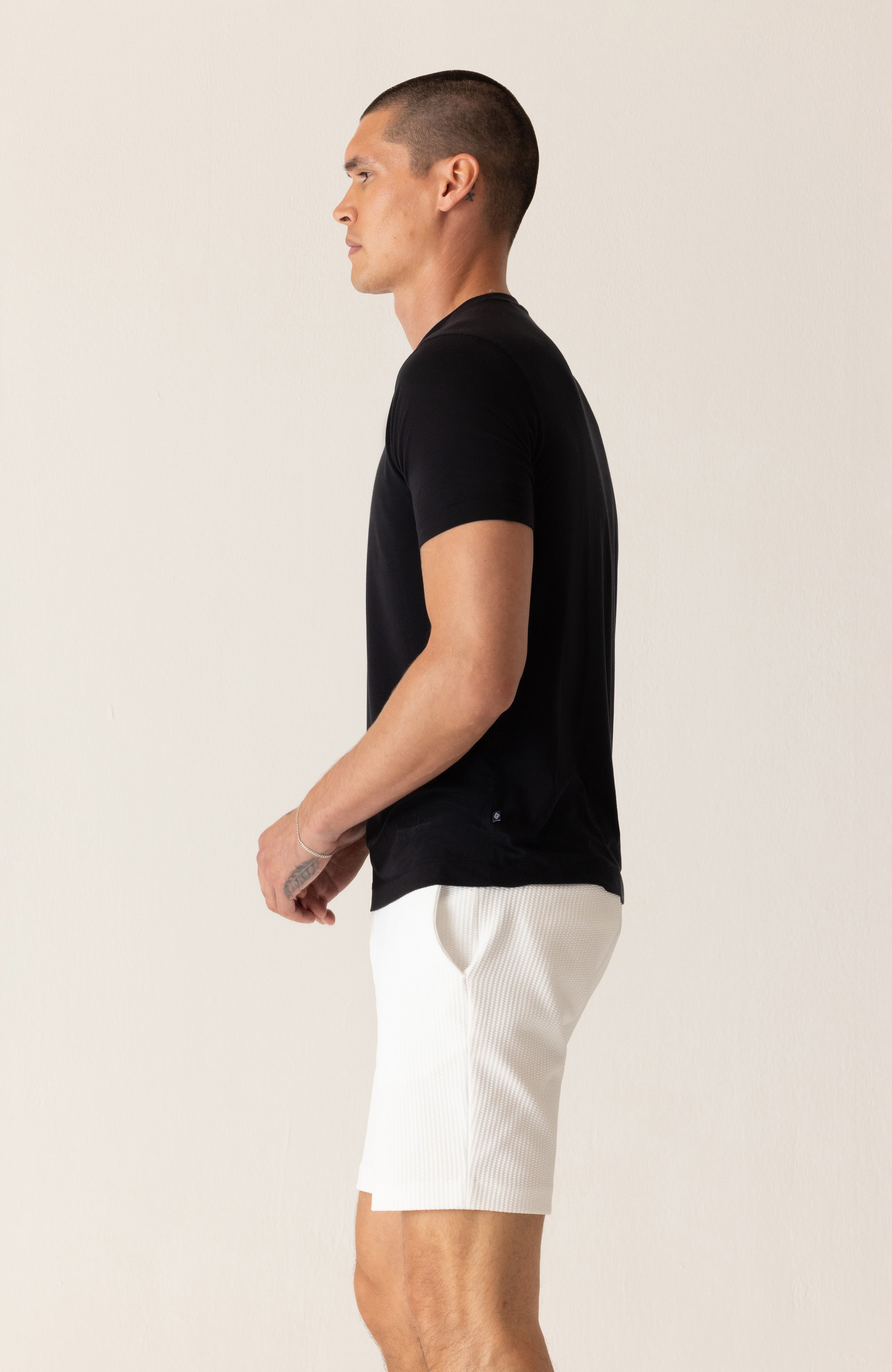 DEKE SS Modern Crew T-Shirt in Soft Techno Jersey - Black