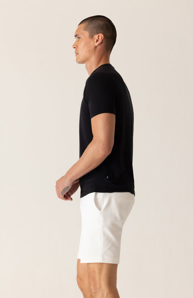 DEKE SS Modern Crew T-Shirt in Soft Techno Jersey - Black