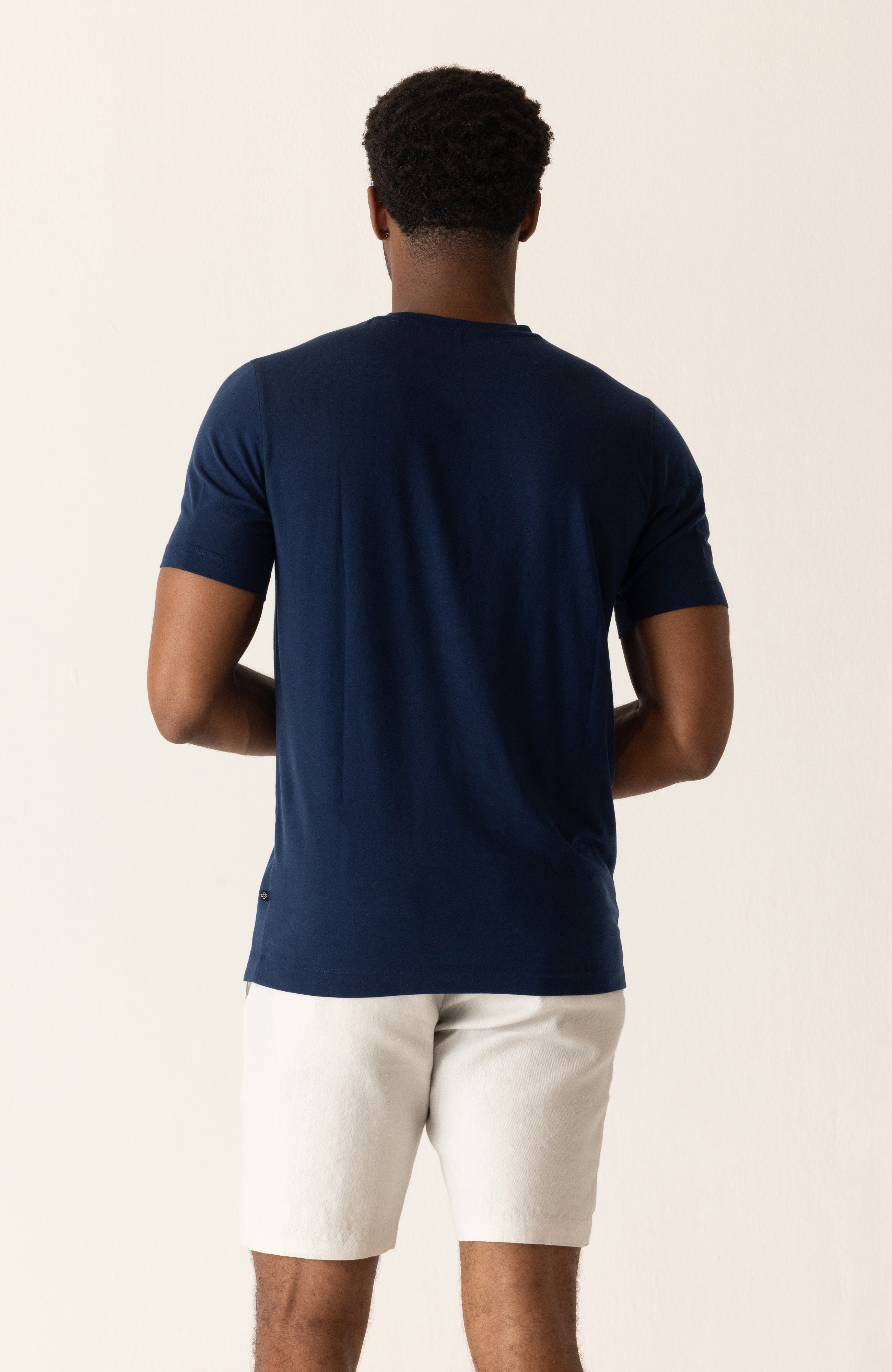 DEKE SS Modern Crew T-Shirt in Soft Techno Jersey - Indigo